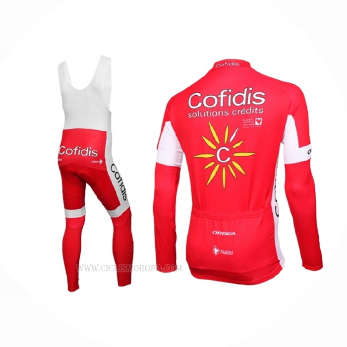 2016 Ropa Ciclismo Cofidis Blanco Rojo Mangas Largas y Culotte Lunga